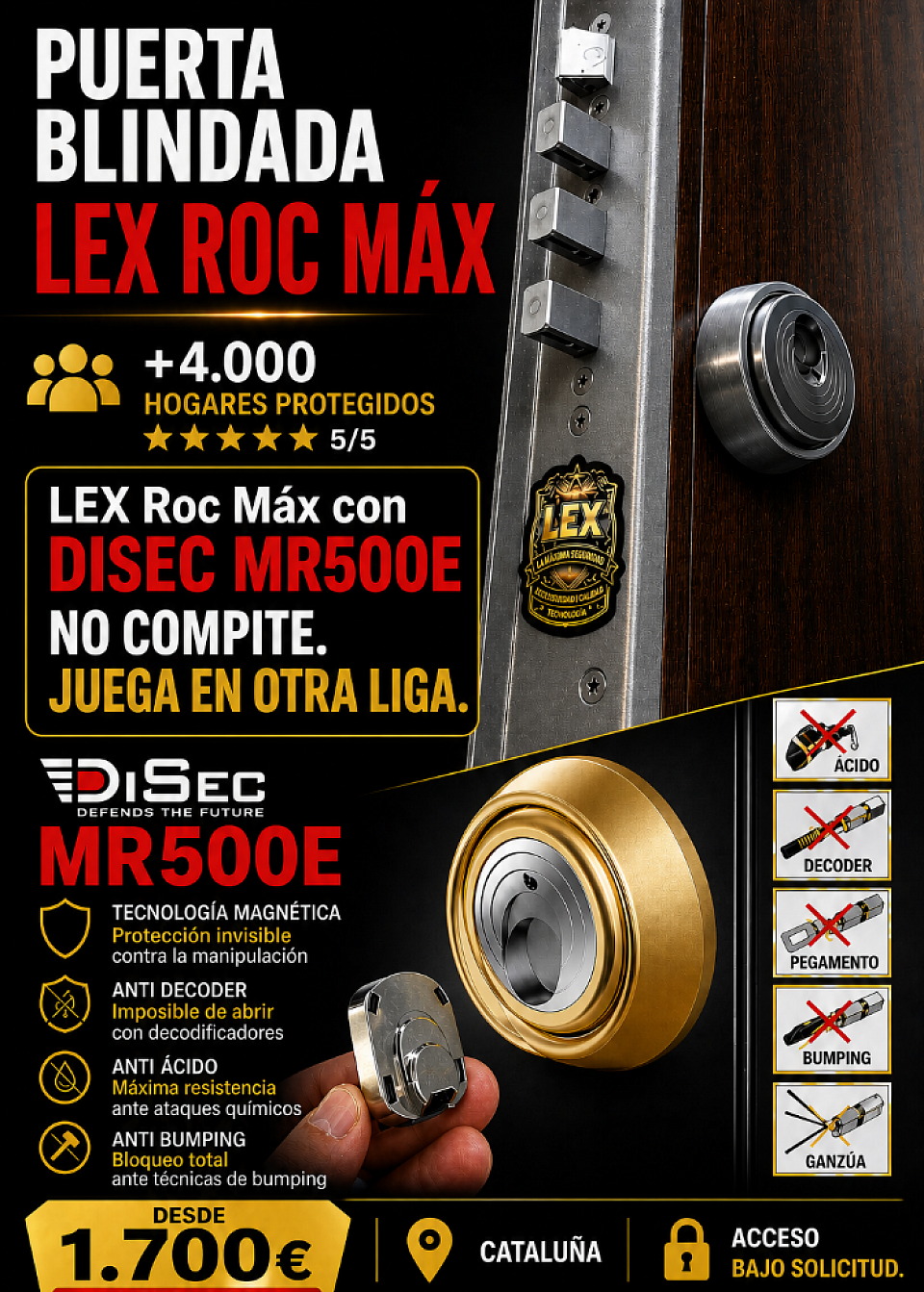 Puerta Blindada LEX Suprem Más El Escudo DISEC MR500E